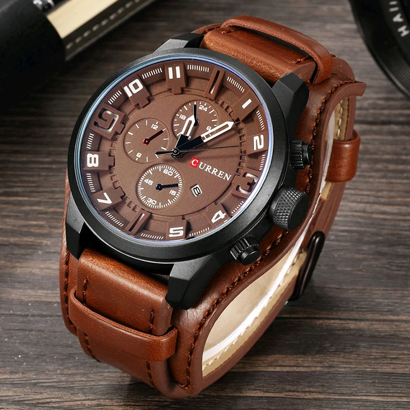 Top Luxury Brand CURREN 8225 Quartz Mens Watches Fashion Leather Strap Men Watch Casual Date Sport Military Male Clocks часы