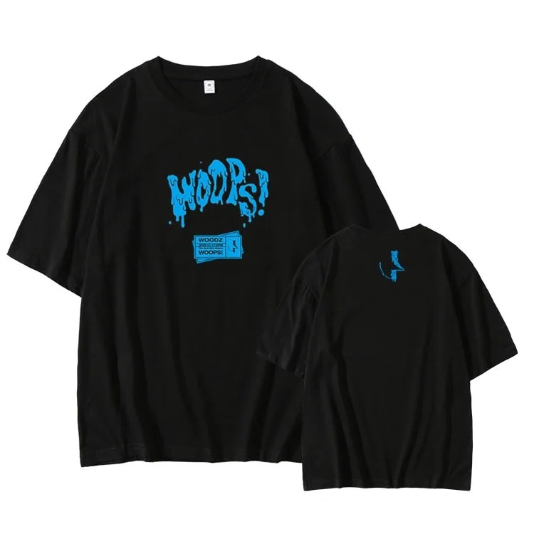 Летний стиль Поп UNIQ woodz альбом woopds одинаковые футболки с рисунком для девочек
