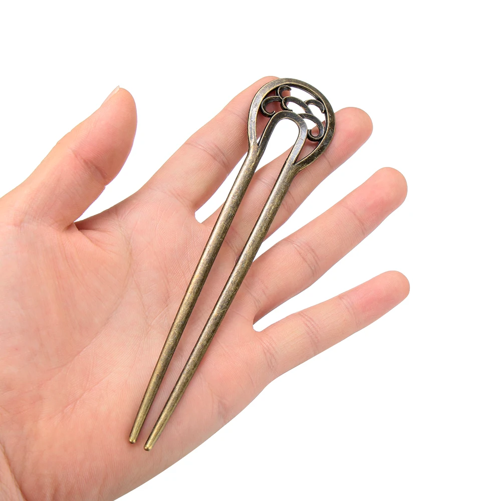 

Fashion Bronze Vintage Hair Clip Vintage Metallic Metal Hair Stick Curved Styling Tools Hair Fork Curved Hairpin