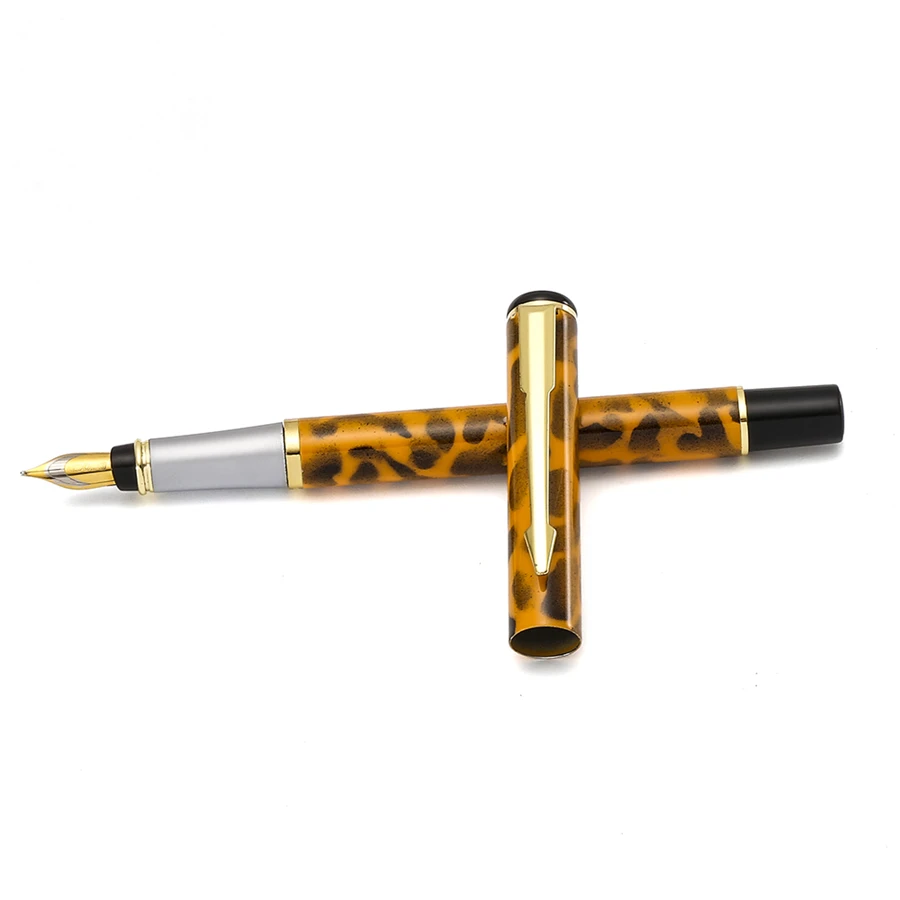 Baoer [Блестящий] перьевая ручка Леопардовый узор золочение бочка золото зажим для