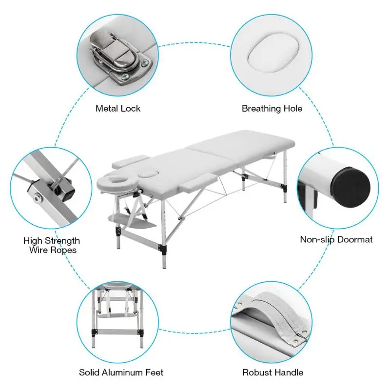 Professional Folding Beauty Bed Portable Spa Massage Tables Foldable With Bag Salon Furniture PU Leather Waterproof 