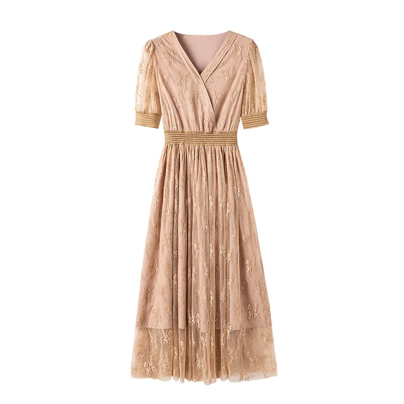 

Dress French Tea Break Dress 2021 Summer New Women's Dress High Waist Slim Age Reducing Lace Skirt
