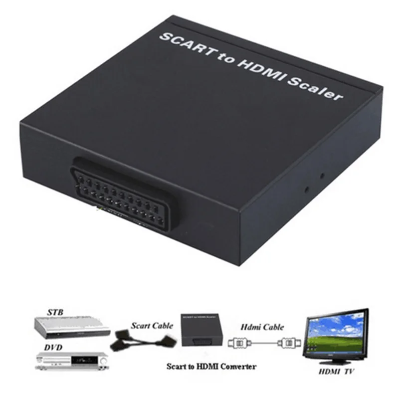 ЕС из Scart в HDMI конвертер для снятия зубного камня кабель адаптер с адаптером