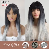 new perruque grise femme peluca harajuku roja larga hair toppers for women synthetic wigs with bangs perruques naturelles mujer