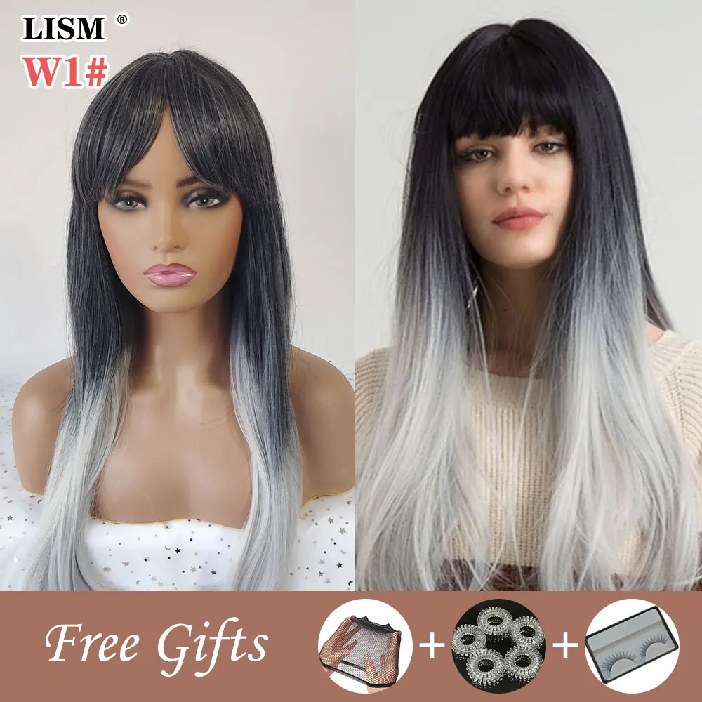 Новый парик Grise Femme Peluca Harajuku Roja Larga Hair Toppers Для женщин синтетические парики с челкой