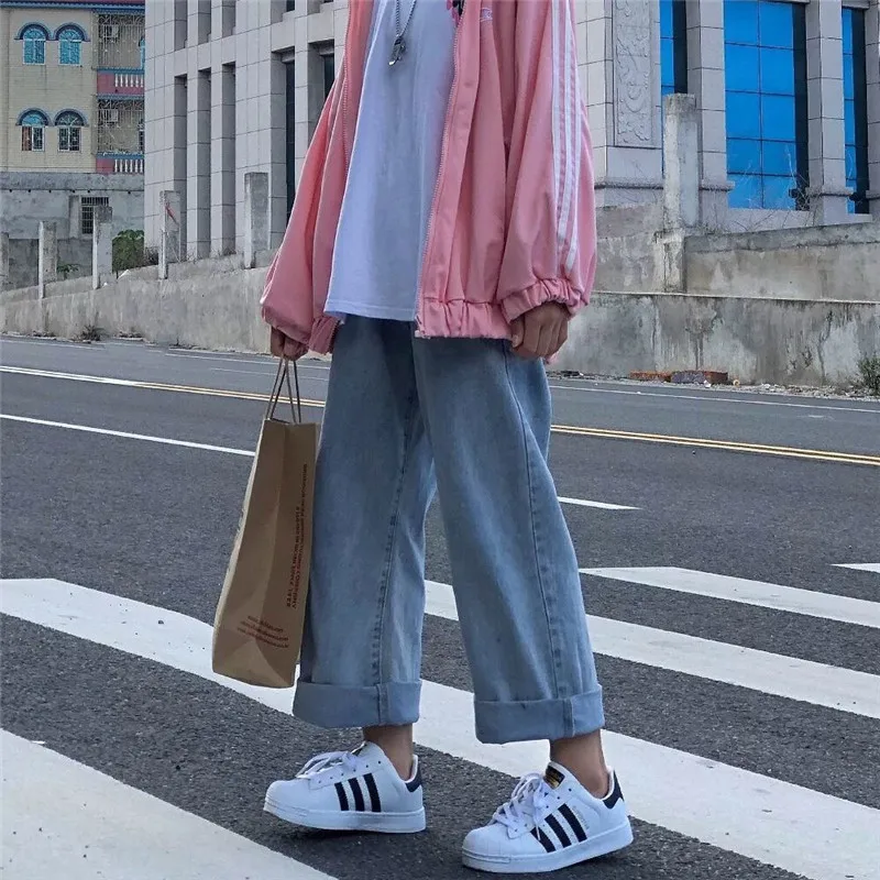 

Straight High Waist Jeans Women Denim Wide Leggs Pants Korean Style Fashion Pants 2021 Spring New Casual Loose All Match Jeans