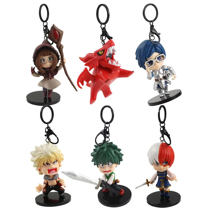 

6pcs/set My Hero Academia Figures Midoriya Izuku Todoroki Shoto Bakugo Katsuki PVC Model Toys Anime Keychain Pendant Dolls