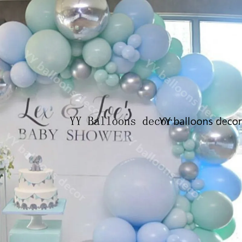 Комплект гирлянды для воздушных шаров Тиффани синяя серебристая хромированная