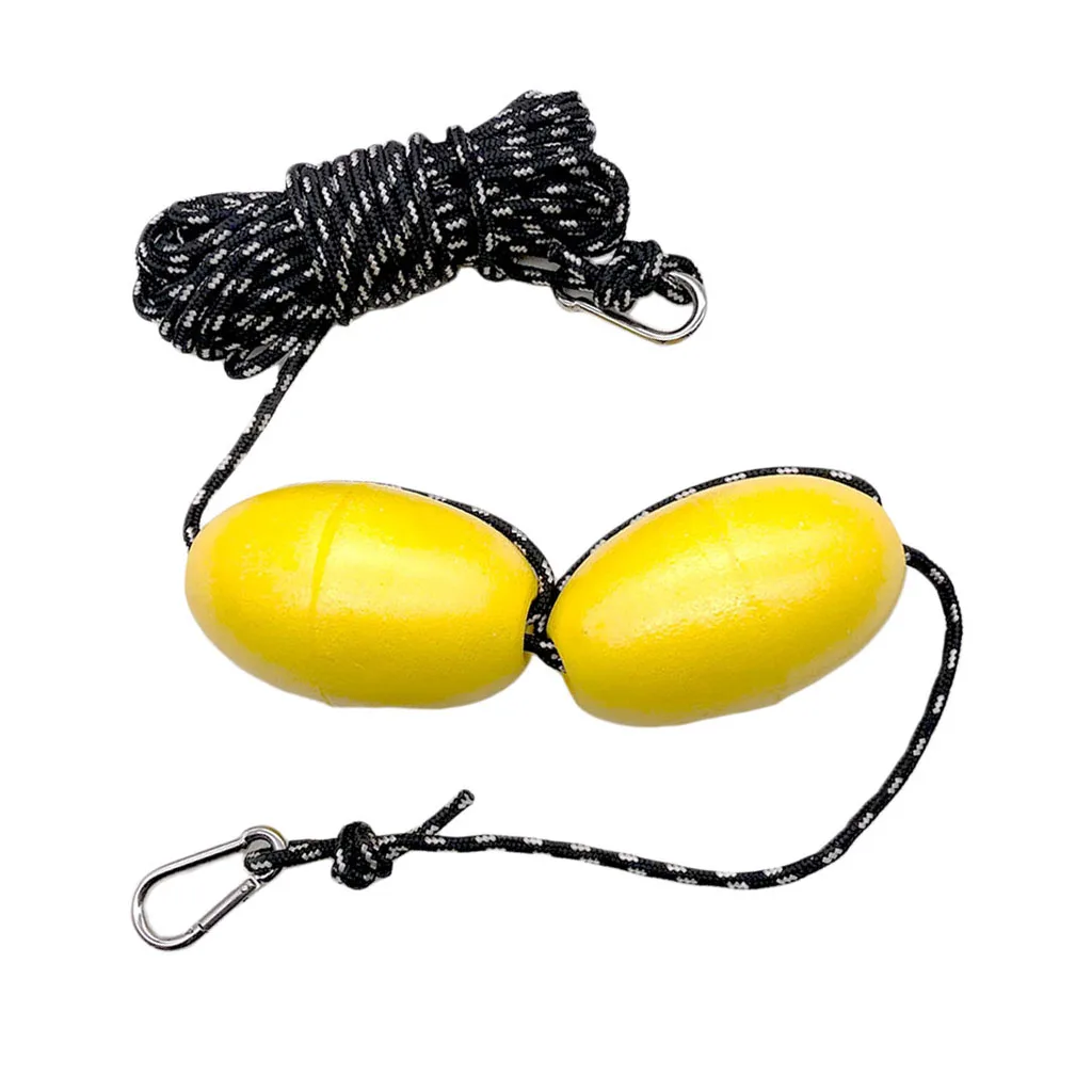 

30ft 9m Kayak Tow Rope Throw Anchor Line Cable Dual Floats Trowline Clips Part