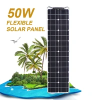 50 watt flexible solar panel 150w 200w waterproof narrow monocrystalline solar panels 12v 24v for camping car generator