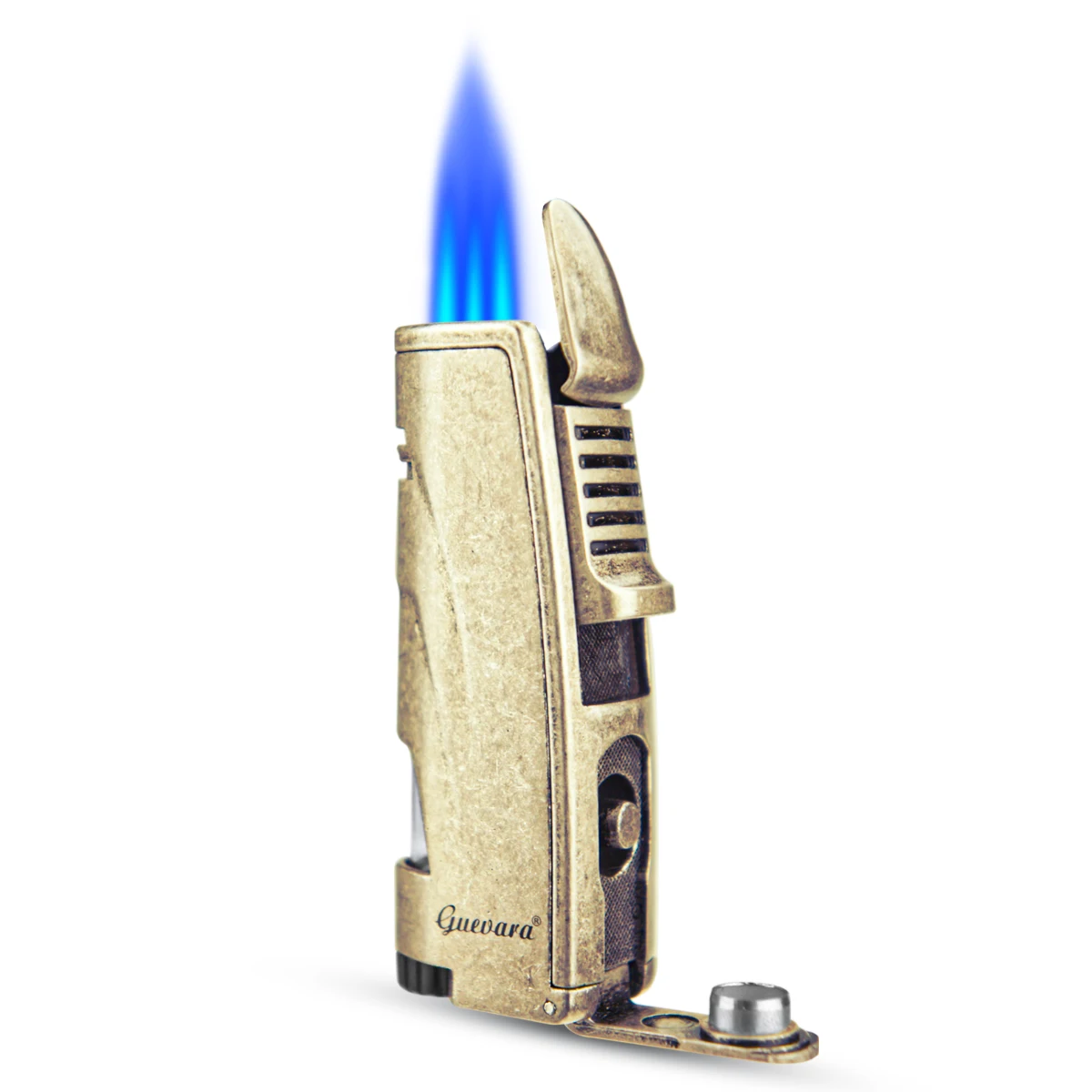 

GUEVARA 3 Jet Torch Butane Lighters Fuel Refillable Lighter with Punch Triple Jet Strong Blue Flame Windproof for Cigar