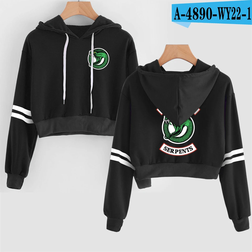 

2019 Riverdale Southside Serpents Sweatshirts Women Crop Top Hoodies Pullovers Tops Harajuku Kpop Striped Hoody Drop Shipping