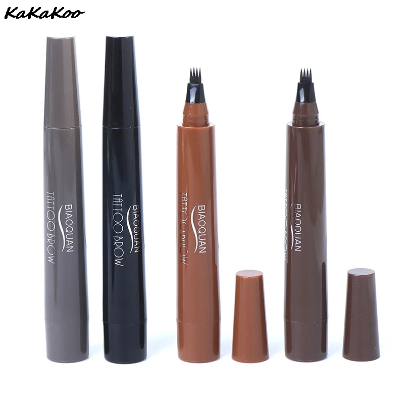 

4 Colors Eyebrow Pen Waterproof 4 Fork Tip Eyebrow Tattoo Pencil Long Lasting Natural Dark Brown Liquid Eye Brow Pencil