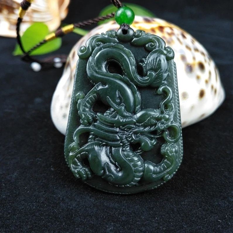 Китайская подвеска в виде дракона из натурального хэтяня с сертификатом