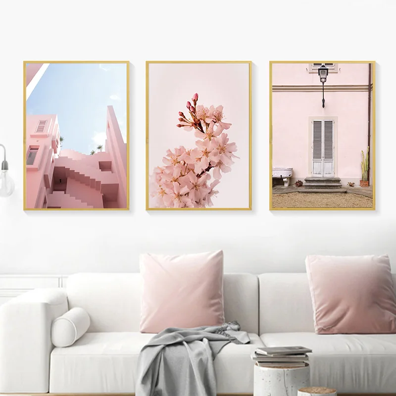 

Canvas Painting Wall Art Architecture Flower Scandinavian Poster Nordic Scenery Print Decoration Picture Modern Home Decoration