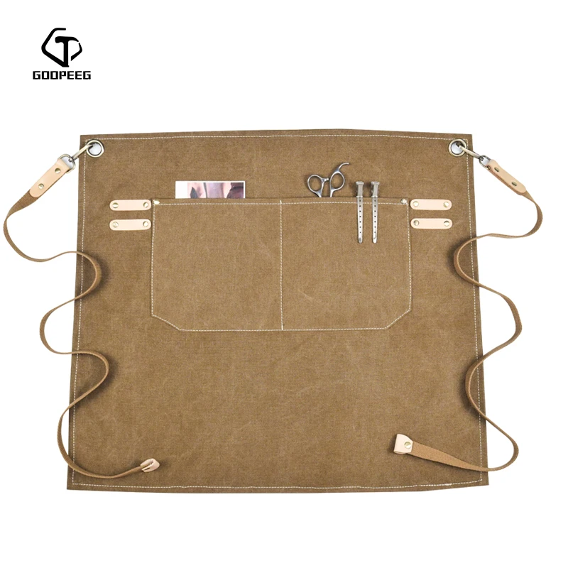 Холщовый фартук GOOPEEG половина длины с рисунком для запеченного молока чая кафе