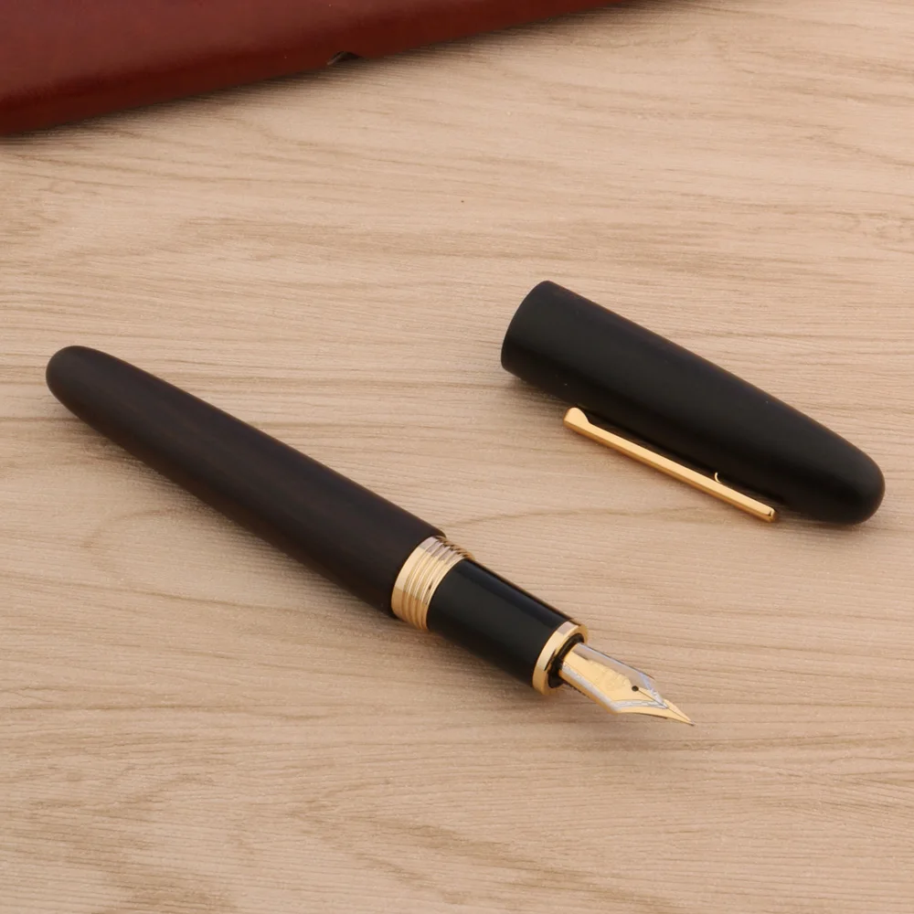 Перьевая ручка JinHao 9056 черное дерево F M Fude гибкая вращающаяся канцелярские