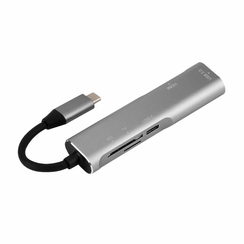 

5-in-1 Multifunctional Type-C to 4K HD Hub PD Charge/USB3.0 Data Transfer/SD TF Card/HD 4K Output 5 in 1
