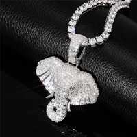 iced out elephant necklace pendant with chain cubic zircon necklace animal jewelry fashion men women gift