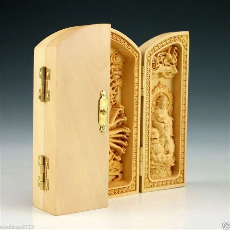 Восточные винтажные Самшит ручной работы резная статуя Будды AQQ | Дом и сад