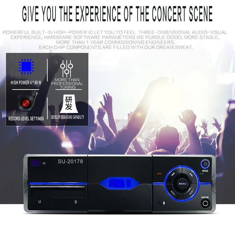1 Din Черный автомобильный аудио цифровой MP3-плеер Bluetooth стерео радио FM AUX Handsfree Вызов с подставкой для телефона