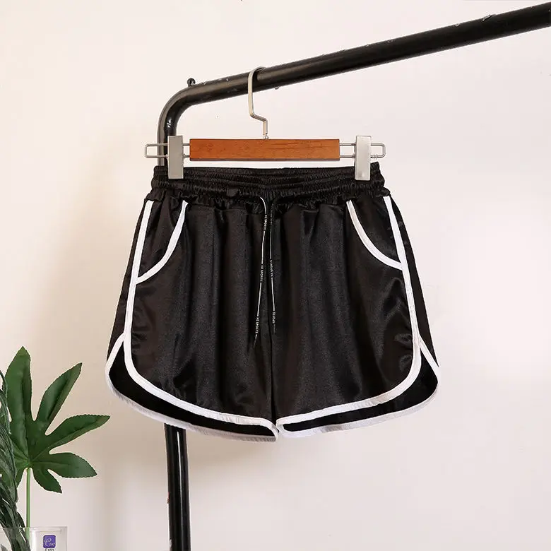 Шорты женские атласные с завышенной талией размера плюс спортивные эластичным