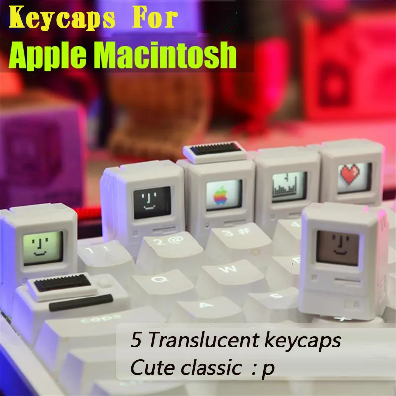 Custom Macintosh Keycaps Light Transmission For Mechanical Backlit Keyboard Esc Artisan Keycap For GK61 GK64 SK87 GH60 PC Gamer