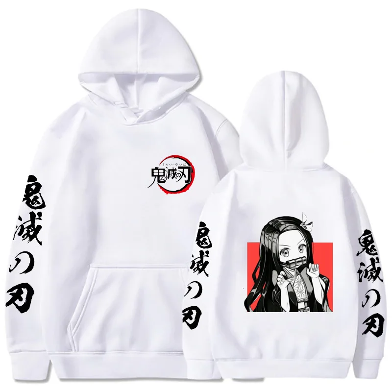

Men's Casual Hoodies Demon Slayer Nezuko Print Women O Neck Hooded Sweatshirt Male Collared Long Sleeve Pullover Free Shipping