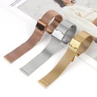 16mm 18mm metal band stainless steel watch band straight end bracelet mesh buckle watch strap bracelet correa