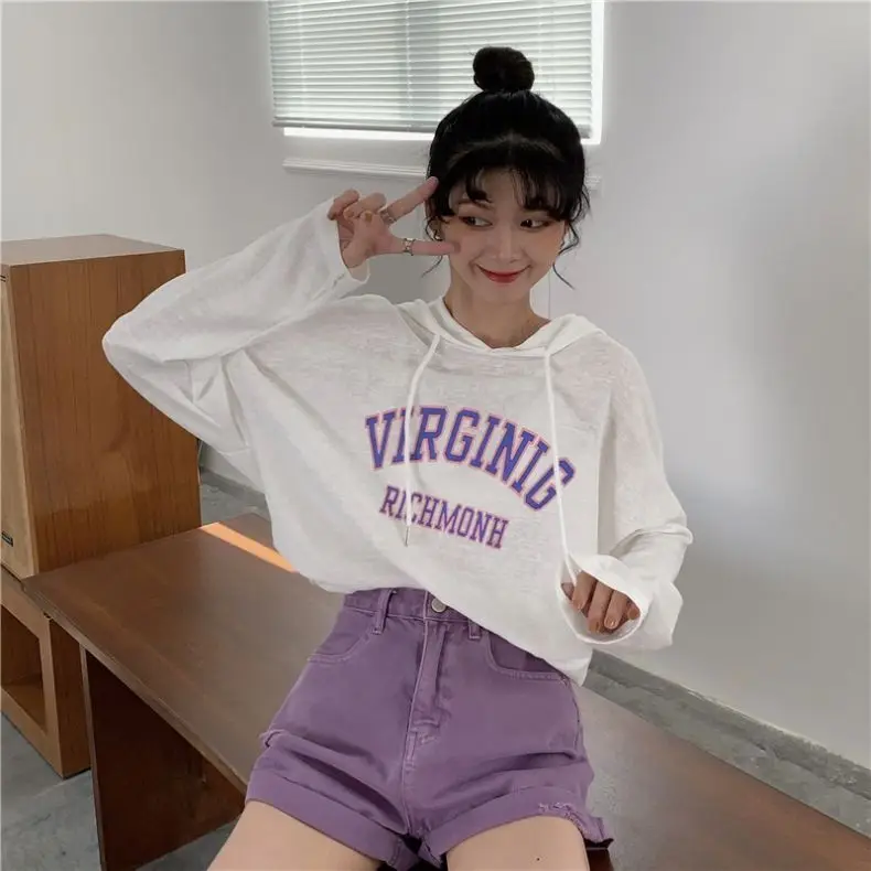 

Summer new thin with cap lazy wind sun protection coat women's Long Sleeve T-Shirt Top jacket P3 380