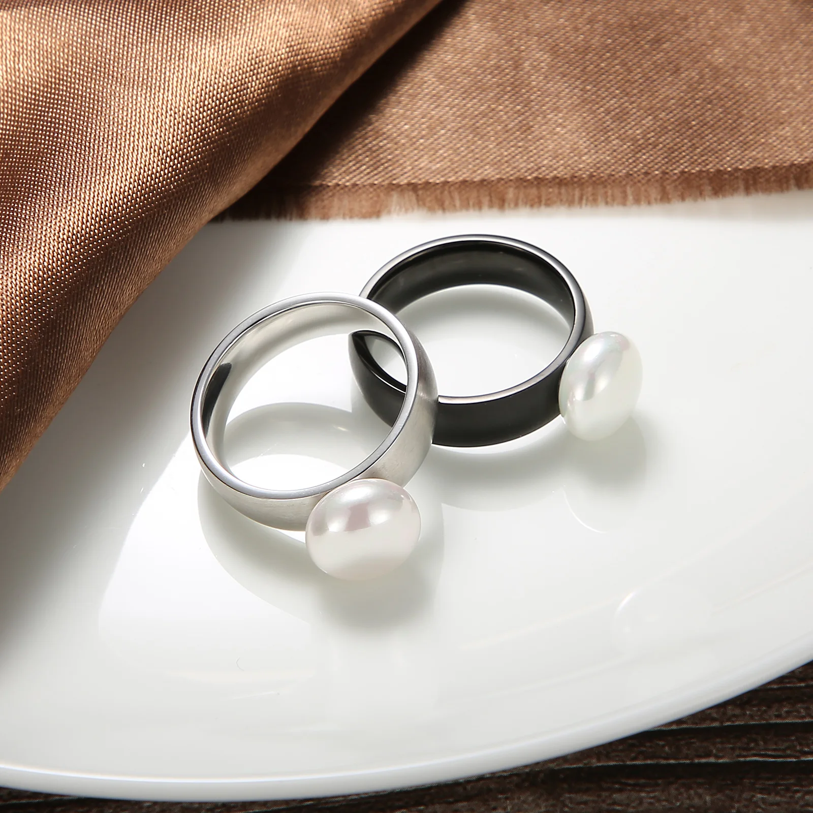 Кольца Kalen из нержавеющей стали женские обручальные кольца с имитацией белого