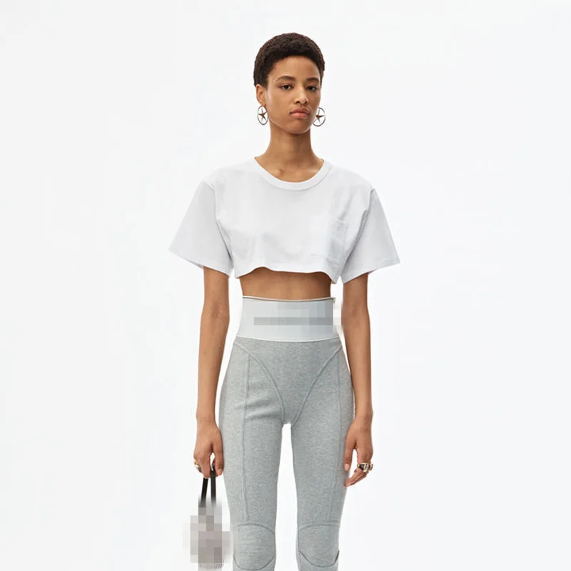 

Женская свободная футболка, повседневная короткая Однотонная футболка, модель T1079 на лето, 2021