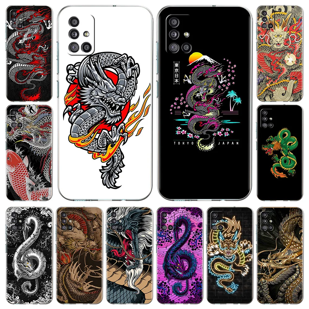 

DRAGON TATTOO JAPANESE Fashion Phone Case For Samsung Galaxy A51 A71 A21S A12 A11 A31 A41 A52 A32 5G A72 A01 A02S Clear Cover