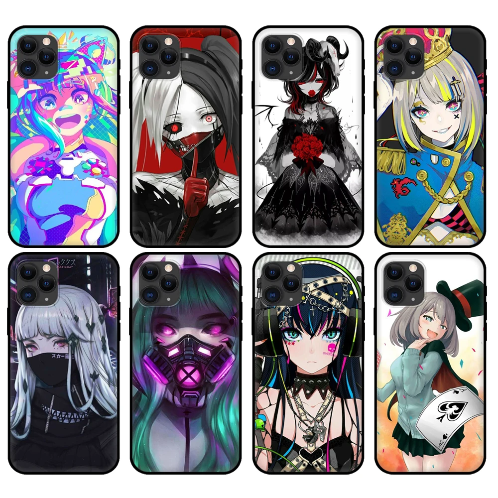black tpu case for iphone 5 5s se 2020 6 6s 7 8 plus x 10 xr xs 11 12 mini pro max back cover anime art free global shipping