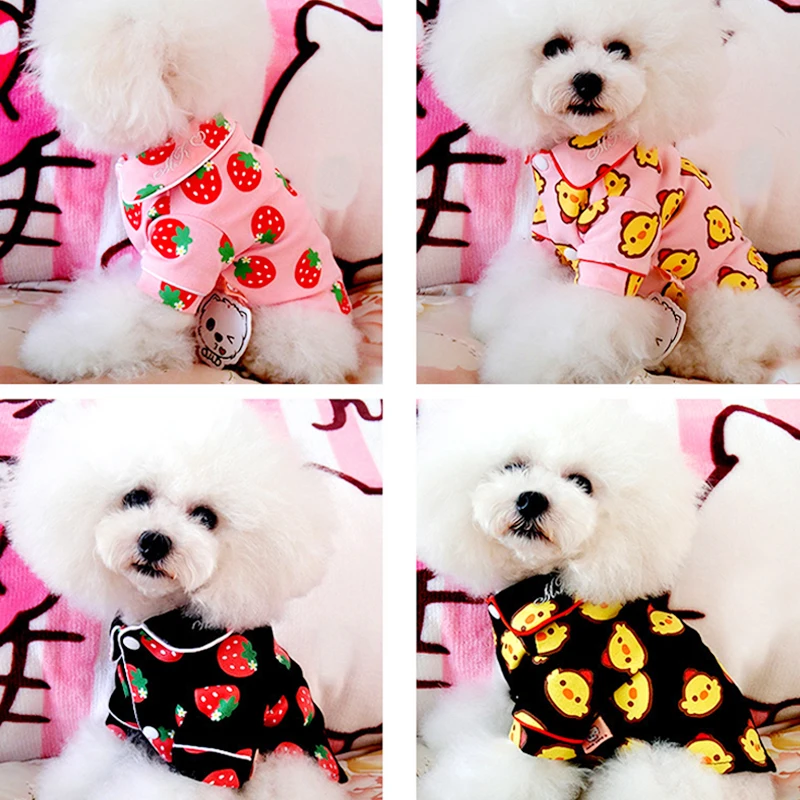 

Summer Pet Clothes Chihuahua Shirt Cute Dog Pajamas Pomeranian Teddy Cotton Clothing Pets Supplies For Small Medium Large Dogs