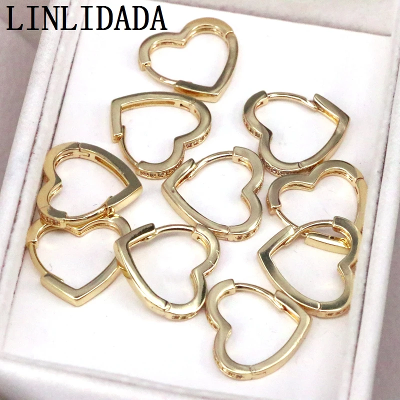 

10Pairs CZ heart shape Charm hoop earring for women Gold Color women trendy jewelry