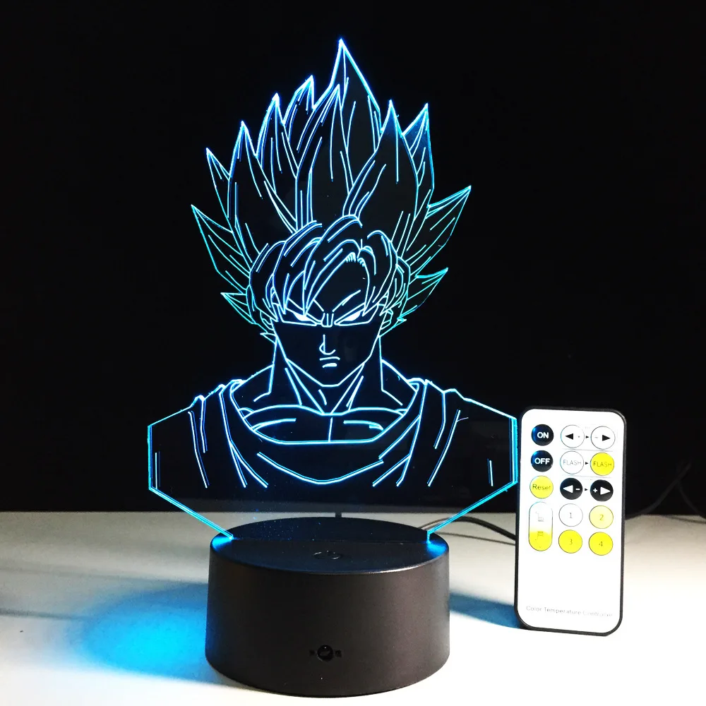 Фигурка дракона жемчуга Z 3D светодиодный настольная лампа Супер Saiyan Goku Вегета