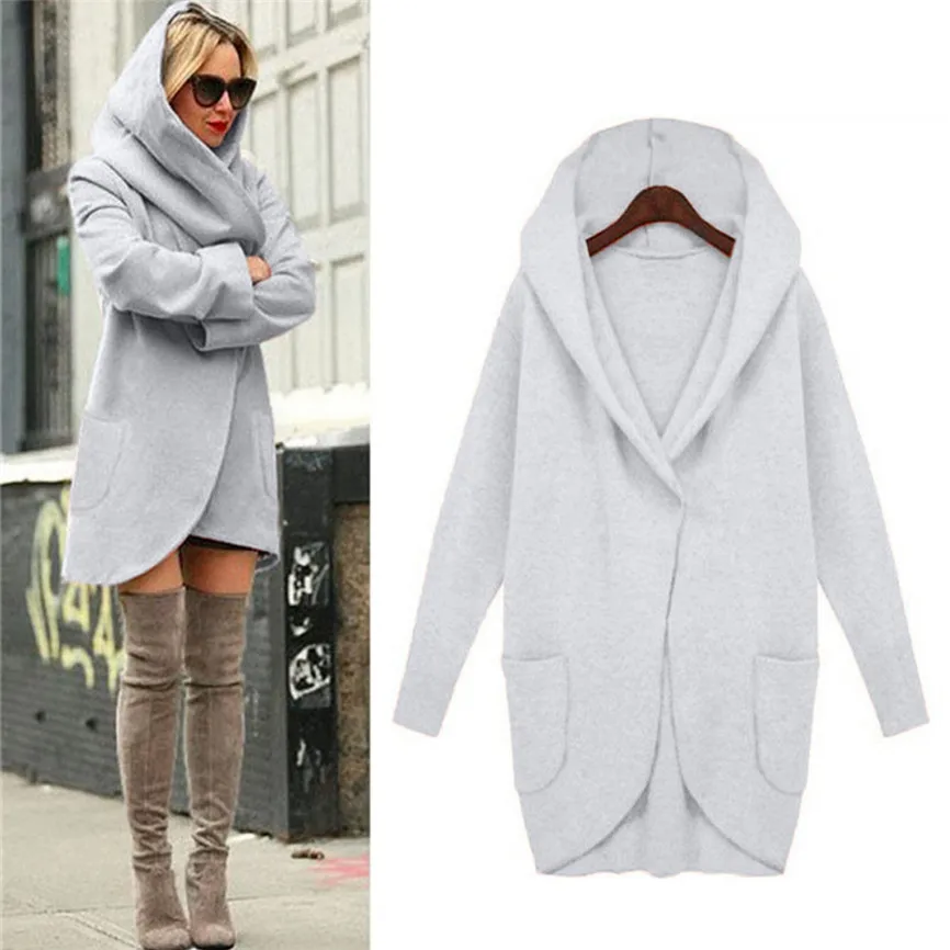 Женское свободное кимоно тонкое шерстяное пальто с капюшоном свободная