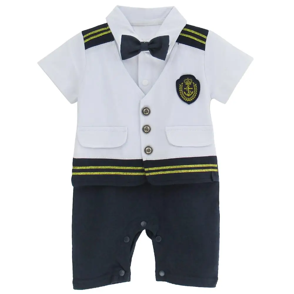 Baby Boys Captain Romper Costume Infant Outfits Set Toddler Halloween Sailor Clothes Newborn Clothing with Hats Shoes |