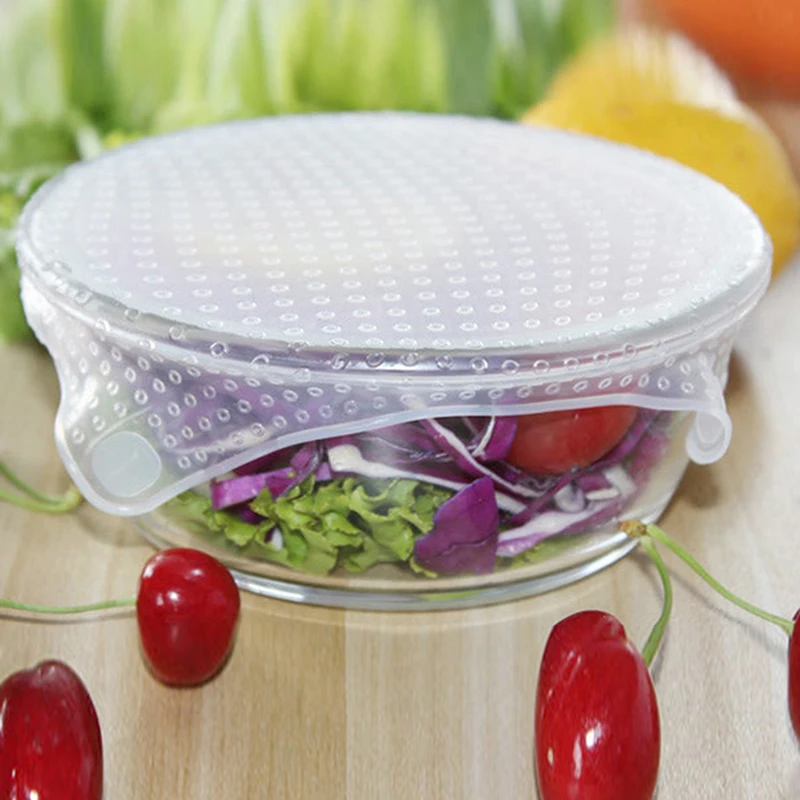 

Крышка для пищевых продуктов, силиконовая, многоразовая, 4 шт./лот