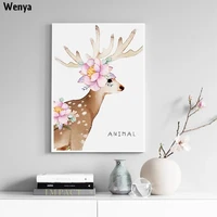 flower animal poster deer zebra giraffe canvas painting nordic posters and prints wall art pictures for living room home decor