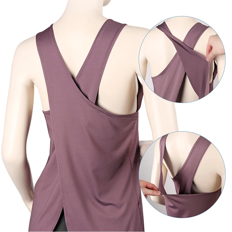 

Yoga Shirt Women Gym Shirt Quick Dry Sports Shirts Cross Back Gym Top Women's Fitness Shirt Sleeveless Sports Top Yoga Vest