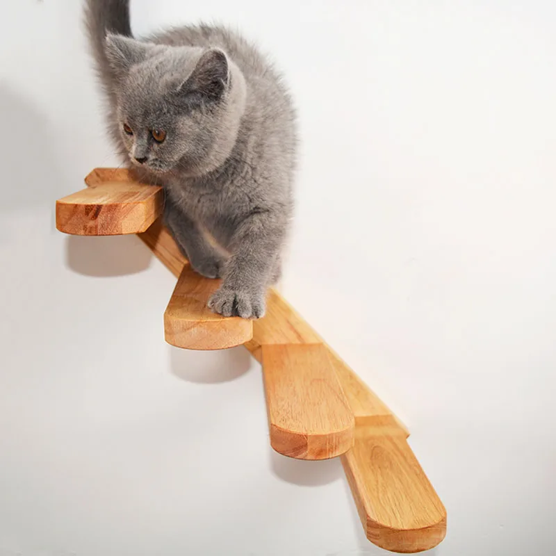 

Cat Climbing Cat Tree Wall-mounted Ladder Wood Stairs Jumping Platform Cat Climbing Frame Kitten Jumping Board DIY Pet Furniture