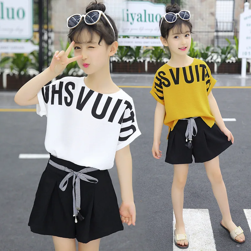 

Toddler Girl Clothes Summer Kids White Short Sleeve T Shirt Shorts Suits Children's Outfits Clothes for Girls 5 6 8 12 Years Old