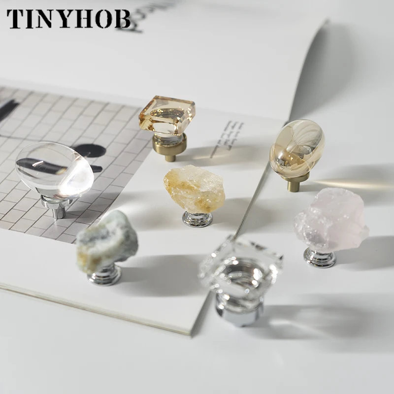 Роскошное с натуральным камнем ручка розового кварца шкафа Кристальный Потяните