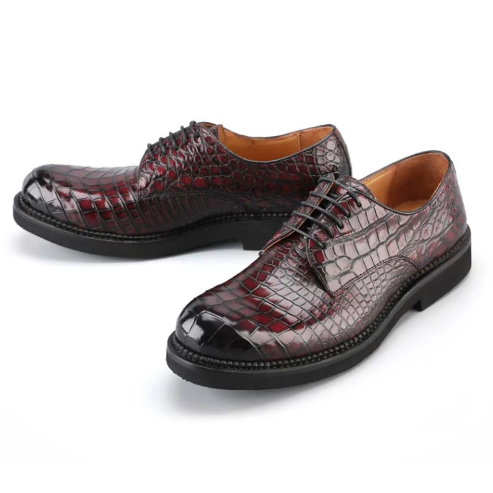 

luolundika 2021new manual Brush color crocodile Men dress shoes male Leather shoes true men crocodile shoes business