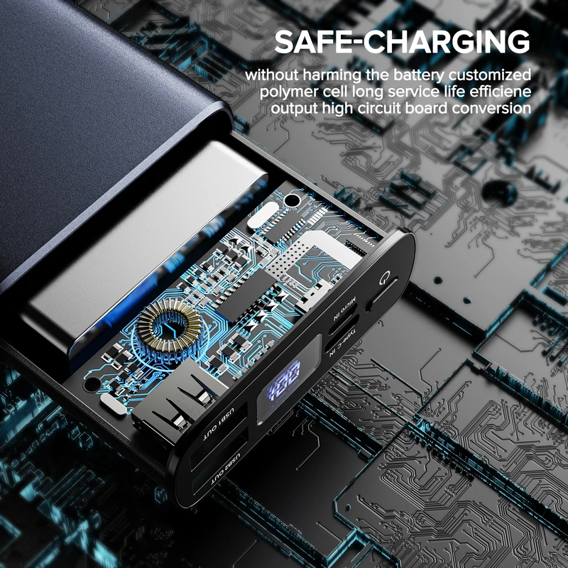 Портативное зарядное устройство Mini Power Bank 10000 мАч USB C быстрая зарядка внешний