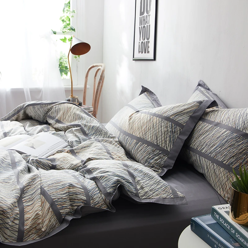 Комплект простых пододеяльников в полоску 4 шт. простыни из 100% египетского хлопка