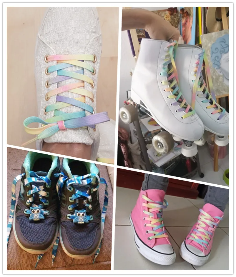 Rainbow Colorful Flat Shoelaces Fashion Printed Gradient Shoes Laces Accessories Outdoor Sneakers Shoelaces Canvas Bootlaces