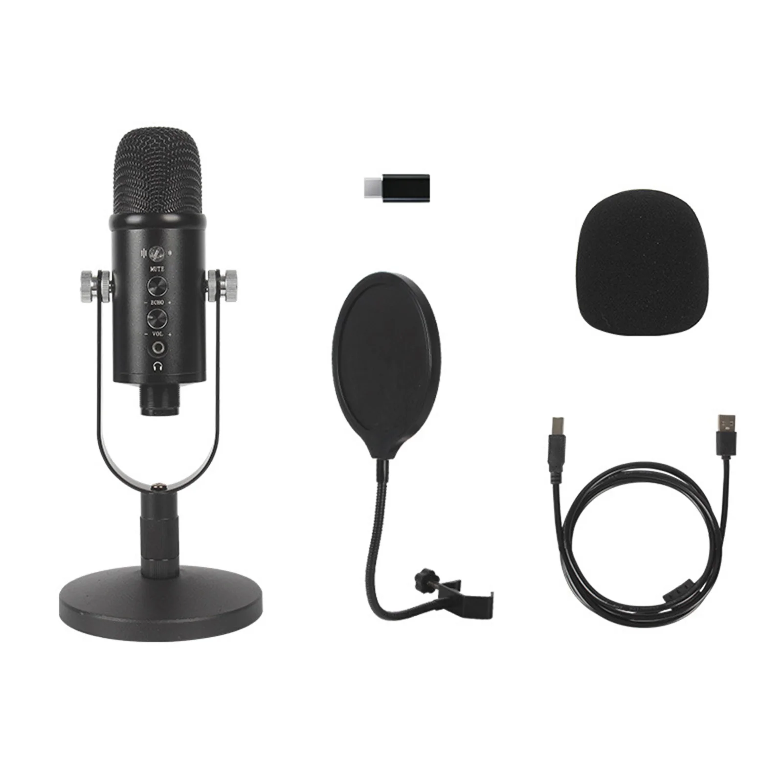 

usb condenser microphone set home computer game live mobile phone recording noise reduction wired microphone